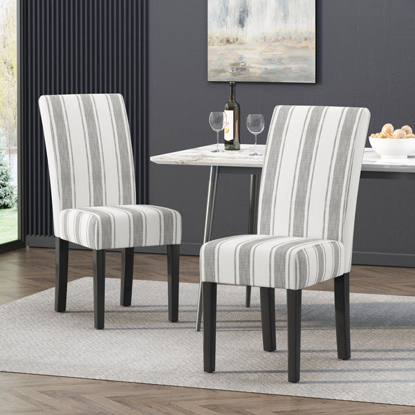 gdf studio Percival Contemporary Upholstered Striped Dining Chairs Set of 2
