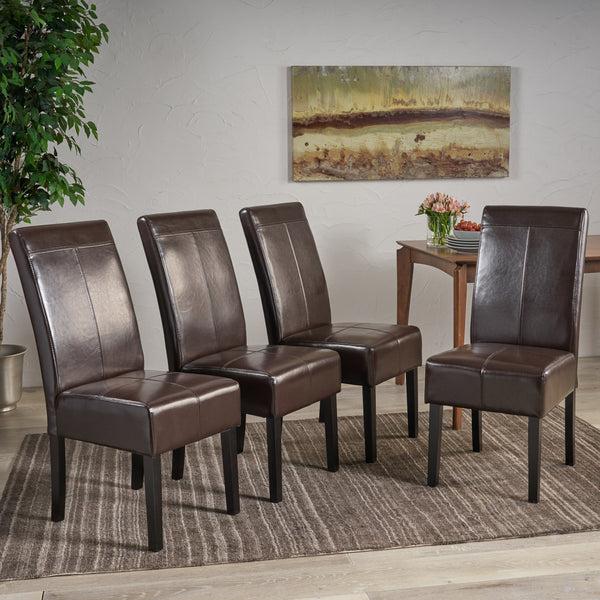 Gdf Studio Percival T-stitched Chocolate Brown Leather Dining Chairs