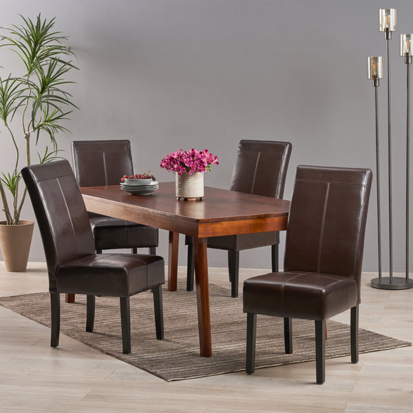 Gdf Studio Percival T-stitched Chocolate Brown Leather Dining Chairs