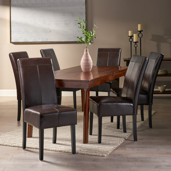 Gdf Studio Percival T-stitched Leather Dining Chairs (Set Of 6)