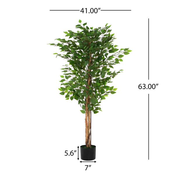 Gdf Studio Peregrine 63" Artificial Ficus Tree With Pot