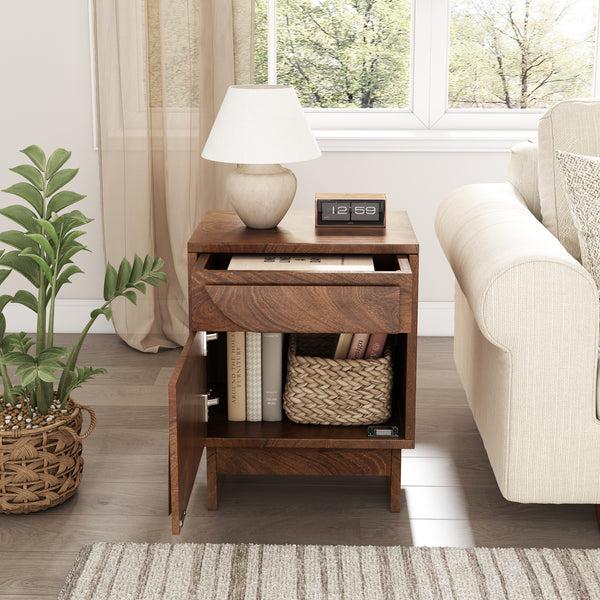 Gdf Studio Pergolae Walnut Finish Nightstand With 1 Drawer