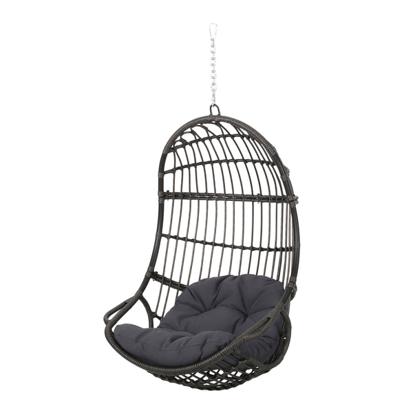Gdf Studio Perry Outdoor Wicker Hanging Basket Chair With Cushions