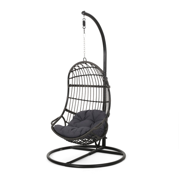 Gdf Studio Perry Outdoor Wicker Hanging Nest Chair With Stand