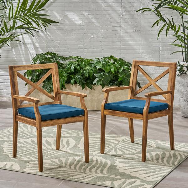 Gdf Studio Peter Outdoor Acacia Wood Dining Chair (Set Of 2