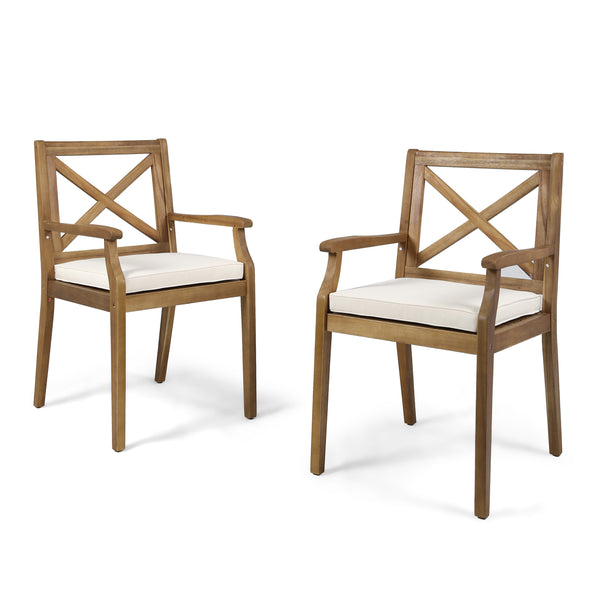 Gdf Studio Peter Outdoor Acacia Wood Dining Chair (Set Of 2