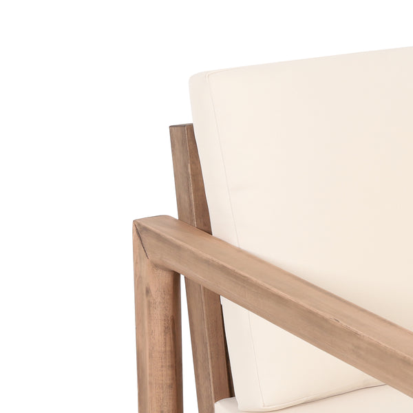 Gdf Studio Petteti Outdoor Acacia Wood Club Chair With Cushions Brown And Beige