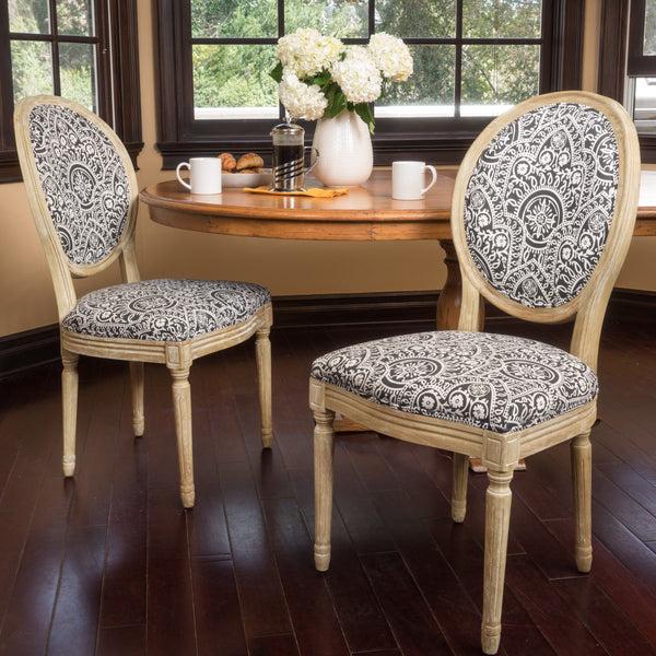 Gdf Studio Phinnaeus French Country Fabric Dining Chairs (Set Of 2)