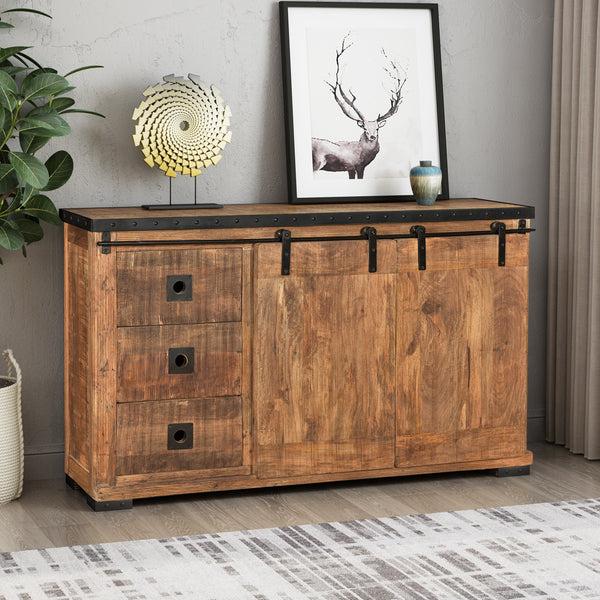 Gdf Studio Phoebe Modern Industrial Mango Wood Sideboard Natural Finish And Black