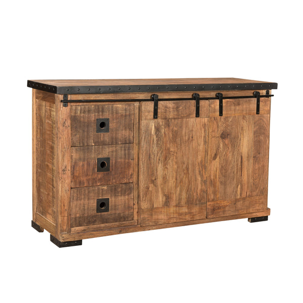 gdf studio Phoebe Modern Industrial Mango Wood Sideboard Natural Finish and Black