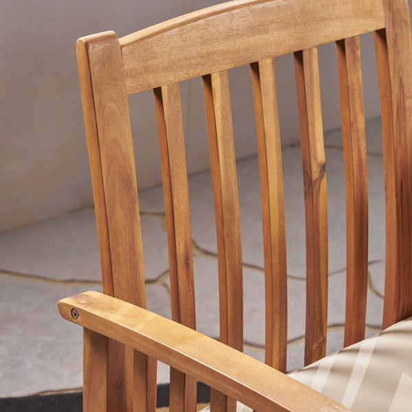 Gdf Studio Phoenix Acacia Patio Dining Chairs Acacia Wood With Outdoor Cushions (Set Of 2)