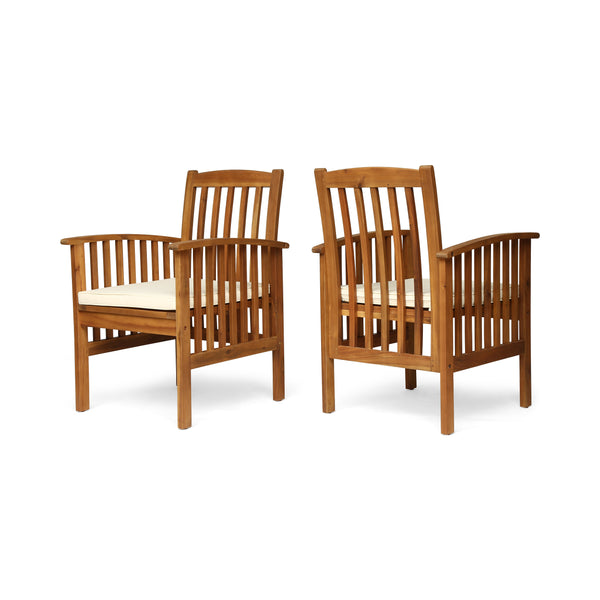 gdf studio Phoenix Acacia Patio Dining Chairs Acacia Wood with Outdoor Cushions (Set of 2)