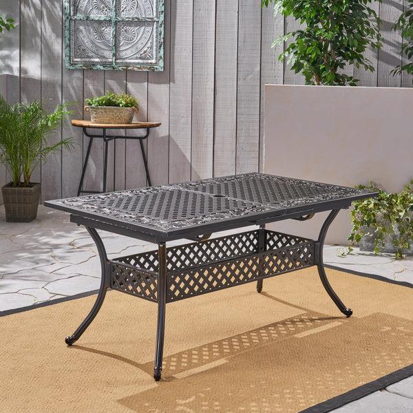 Gdf Studio Phoenix Expandable Patio Dining Table 64" - 81" Cast Aluminum Shiny Copper