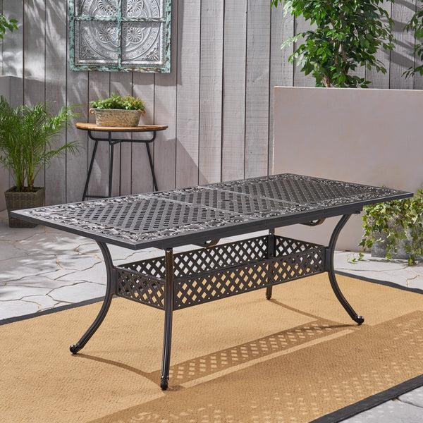 Gdf Studio Phoenix Expandable Patio Dining Table 64" - 81" Cast Aluminum Shiny Copper