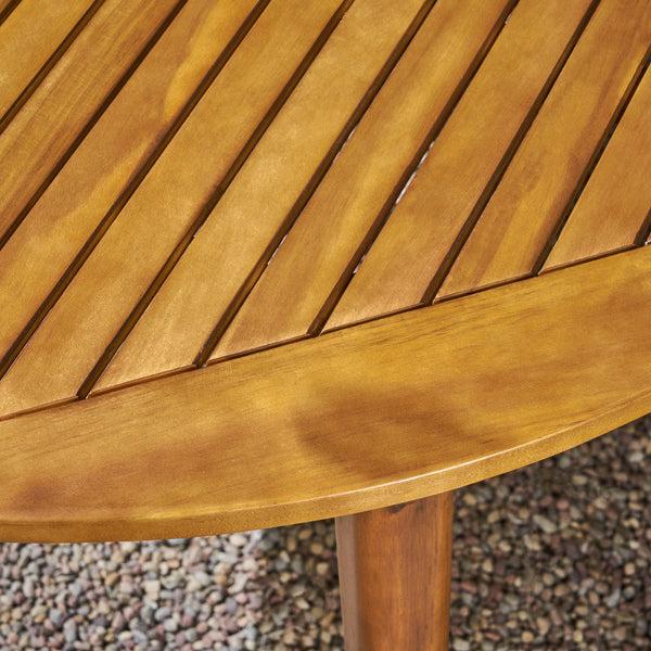 Gdf Studio Phoenix Outdoor Acacia 4-Seater Dining Set With Cushions And 47" Round Table With Straight Legs