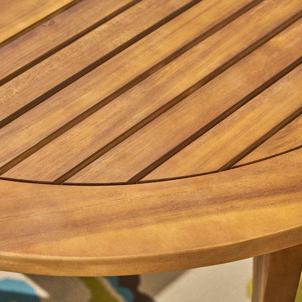 Gdf Studio Phoenix Outdoor Acacia 6-Seater Dining Set With Cushions And 70" Oval Table With Carved Legs