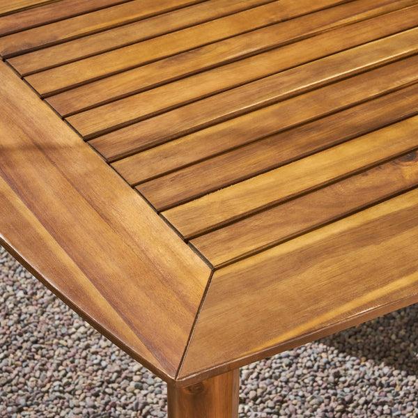 Gdf Studio Phoenix Outdoor Acacia 6-Seater Dining Set With Cushions And 71" Rectangular Table With Straight Legs