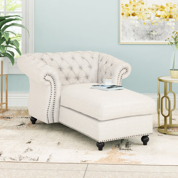 Gdf Studio Phyllis Modern Glam Fabric Chesterfield Chaise Lounge