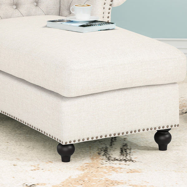 Gdf Studio Phyllis Modern Glam Fabric Chesterfield Chaise Lounge