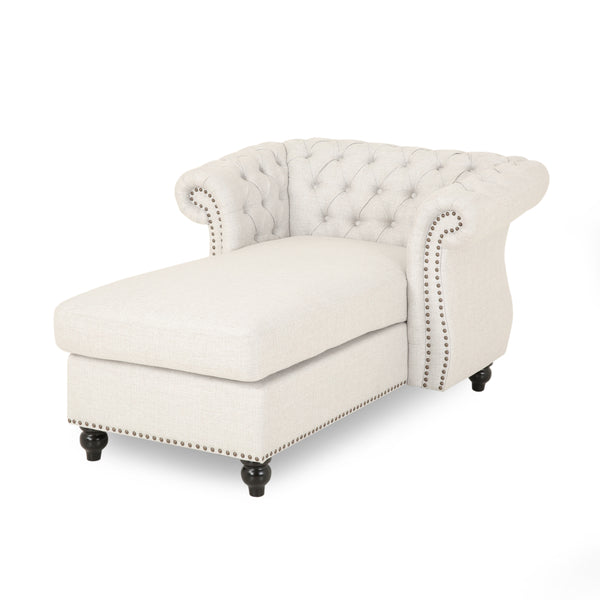 gdf studio Phyllis Modern Glam Fabric Chesterfield Chaise Lounge