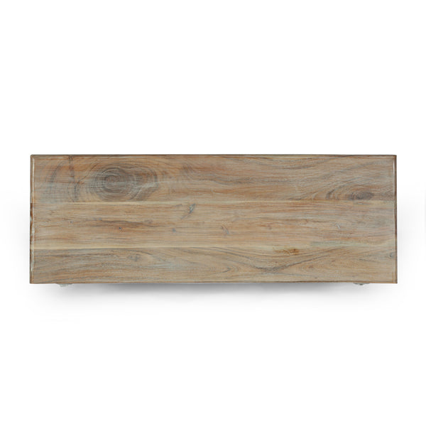 Gdf Studio Picardy Boho Handcrafted Acacia Wood 3 Drawer Chest Natural And White