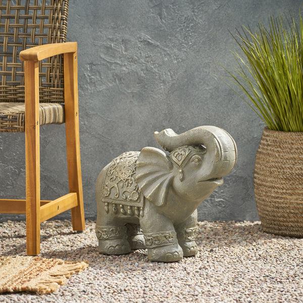 Gdf Studio Pierpont Outdoor Elephant Garden Statue Gray And Gold