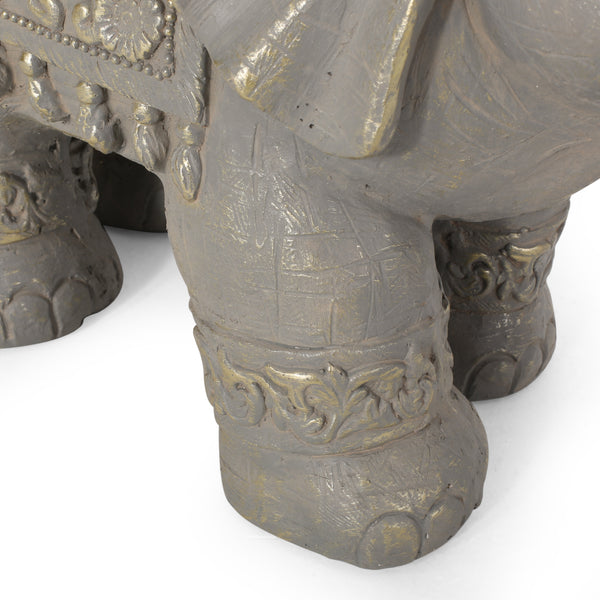 Gdf Studio Pierpont Outdoor Elephant Garden Statue Gray And Gold