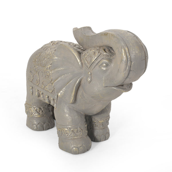 gdf studio Pierpont Outdoor Elephant Garden Statue Gray and Gold