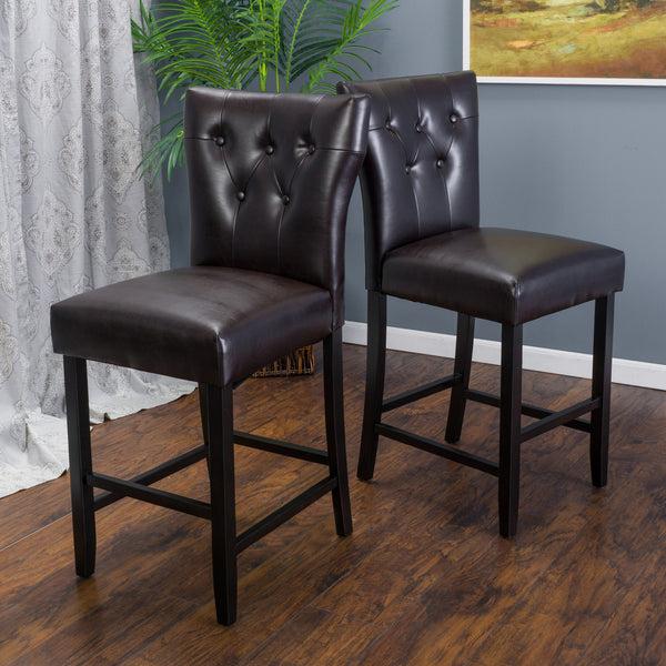 Gdf Studio Pierre 27-Inch Brown Leather Counter Stool (Set Of 2)
