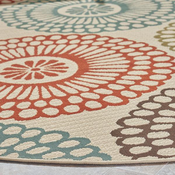 Gdf Studio Pine Indoor/Outdoor Floral Area Rug Beige And Multicolored
