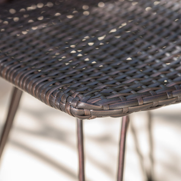 Gdf Studio Pines 18-Inch Outdoor Wicker Barstools With Black Brush Copper Iron Frame (Set Of 2)