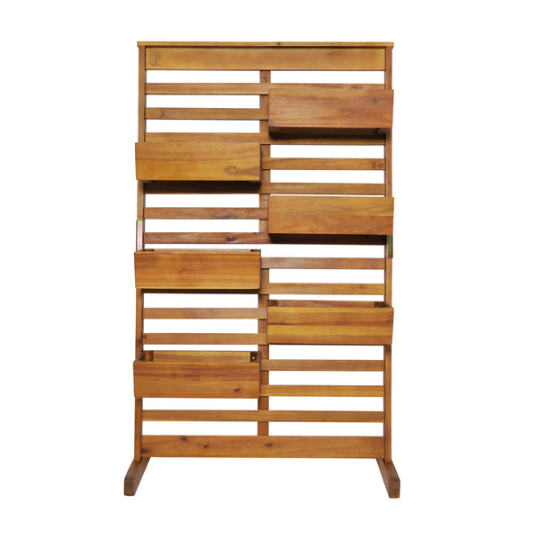 gdf studio Pineview Outdoor Customizable Acacia Wood Plant Stand Teak