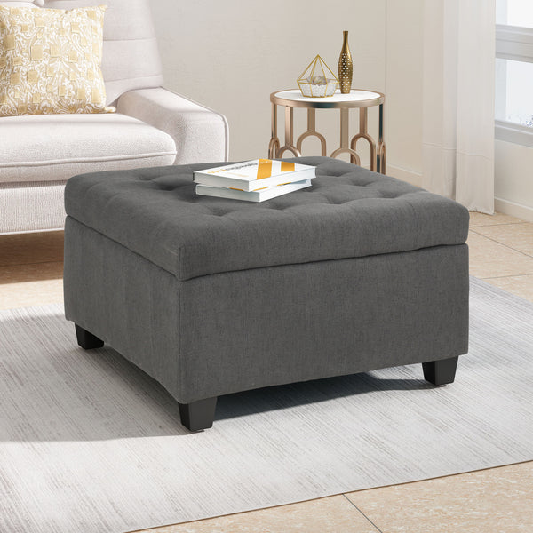 gdf studio Piogor Contemporary Tufted Fabric Storage Ottoman