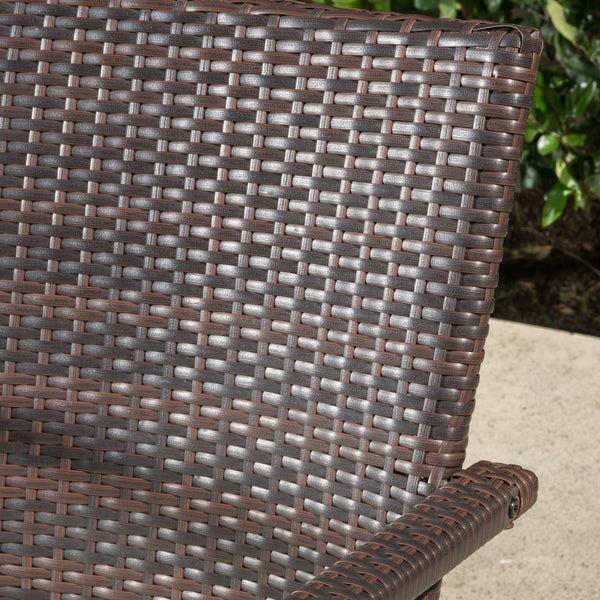 Gdf Studio Pisciotta Outdoor 7-Piece Brown Wicker Dining Set With Cream Cushions