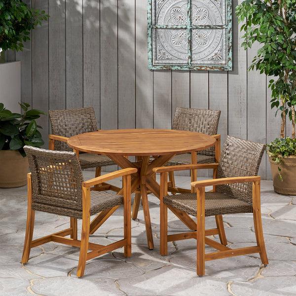 Gdf Studio Pixie Outdoor 4 Seater Acacia Wood Dining Set