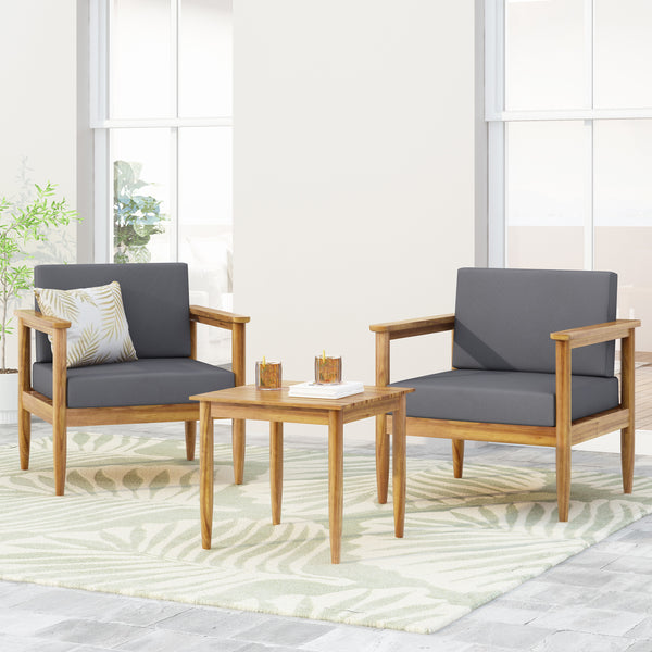 Gdf Studio Plumb Outdoor Acacia Wood 2 Seater Chat Set