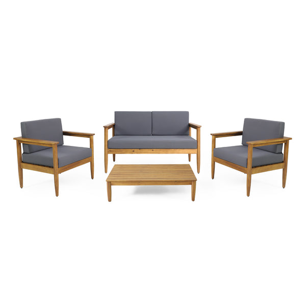 gdf studio Plumb Outdoor Acacia Wood 4 Seater Chat Set