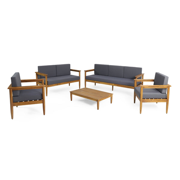 gdf studio Plumb Outdoor Acacia Wood 7 Seater Chat Set