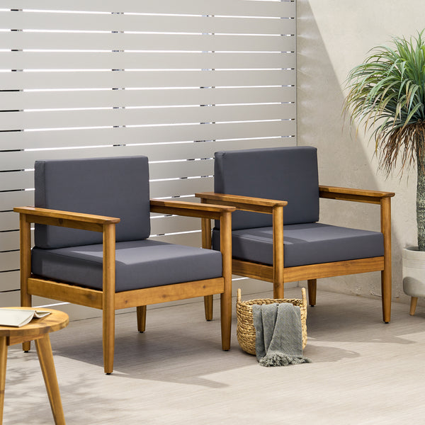 Gdf Studio Plumb Outdoor Acacia Wood Club Chair (Set Of 2)