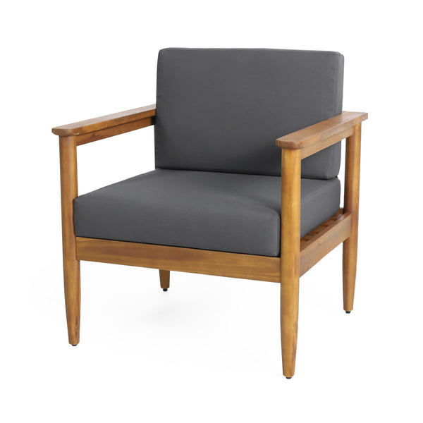 gdf studio Plumb Outdoor Acacia Wood Club Chair with Cushions