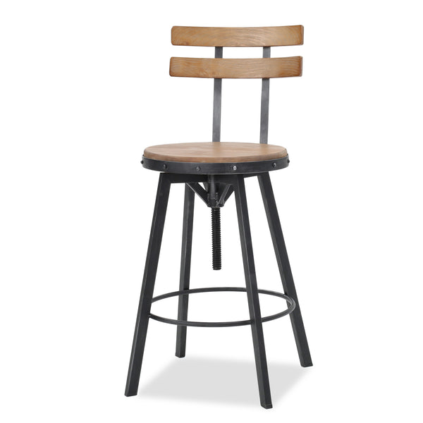 gdf studio Poe Anique Finish Firwood Height Adjustable Bar Stool