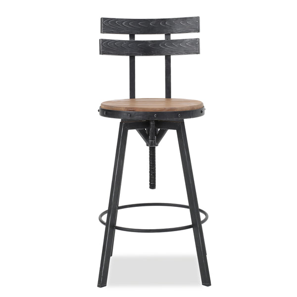 gdf studio Poe Black Brush Silver Firwood Adjustable Barstool