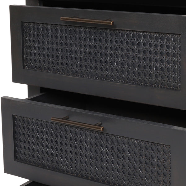 Gdf Studio Pollards Rustic Acacia Wood And Cane 3 Drawer Dresser Dark Gray
