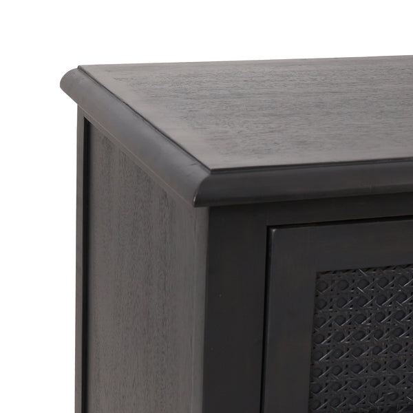 Gdf Studio Pollards Rustic Acacia Wood And Cane 5 Drawer Dresser Dark Gray