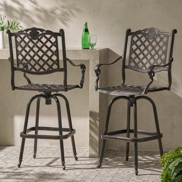 Gdf Studio Pomelo 30-Inch Outdoor Cast Aluminum Bar Stools (Set Of 2)