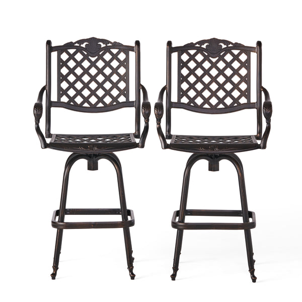 gdf studio Pomelo 30-Inch Outdoor Cast Aluminum Bar Stools (Set of 2)