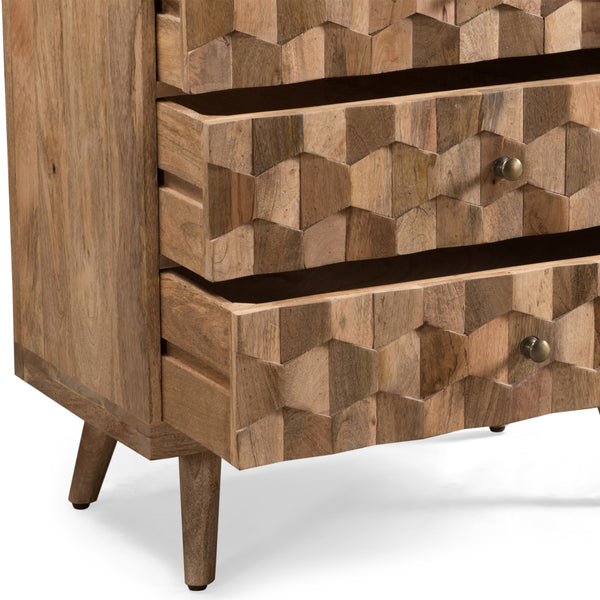 Gdf Studio Poppy Mid-Century Modern Mango Wood 3 Drawer Chest