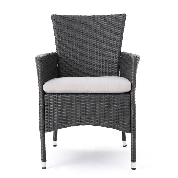 Gdf Studio Portia Outdoor 5 Pc Wicker Round Dining Set W/ Water Resistant Cushions