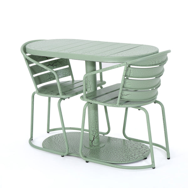 gdf studio Porto Outdoor 3 Piece Crackle Finished Iron Bistro Set