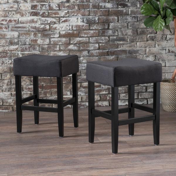 Gdf Studio Portofino 26-Inch Backless Dark Charcoal Fabric Counter Stools (Set Of 2)